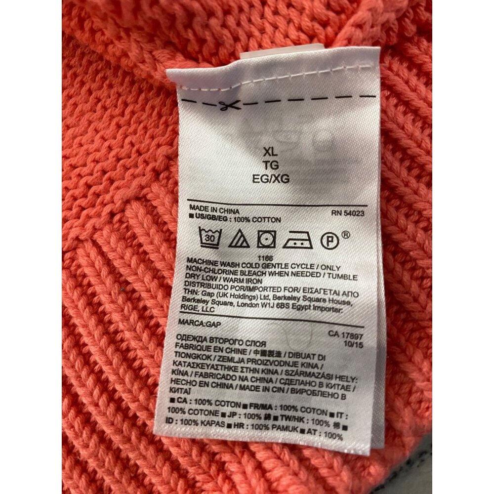 Womens Pink Cable Knit Pullover Sweater Gap X-Large 100% Cotton Crochet Top - Picture 5 of 6